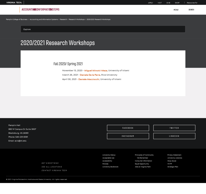 2020/2021 Research Workshops