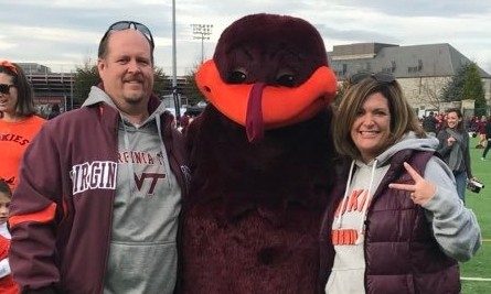 Michelle Attreed ('89) with Hokie Bird