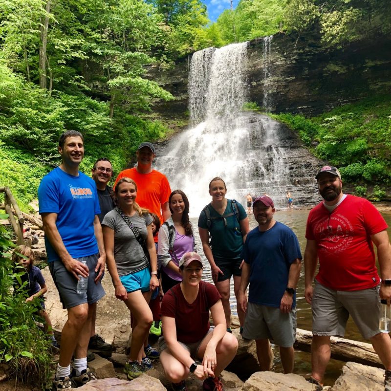 Participants go on a hike after the conference