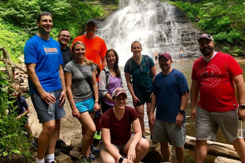 Research Conference attendees hike Cascade Falls