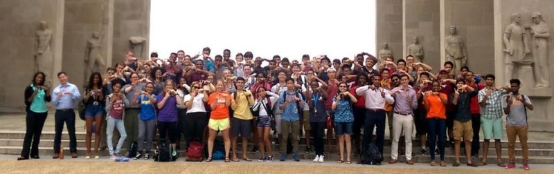 CEED students posing in front of War Memorial Chapel