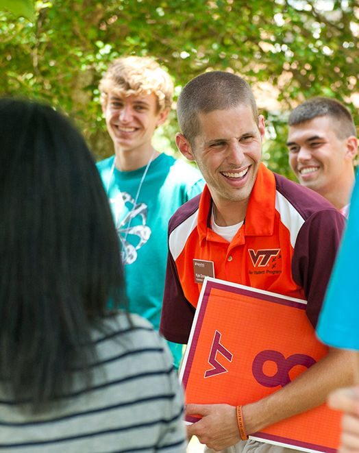 Students at orientation, laughing