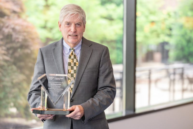 Ed Reynolds with his Academy of Engineering Excellence award.
