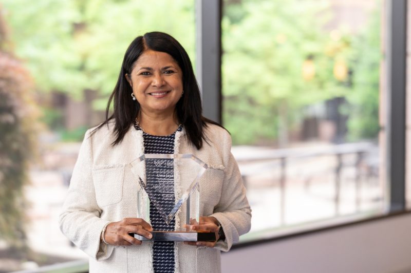 Uma Jayaram with her Academy of Engineering Excellence award.