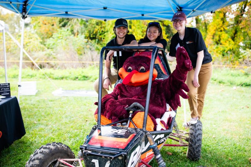 HokieBird sits in Formula SAE car