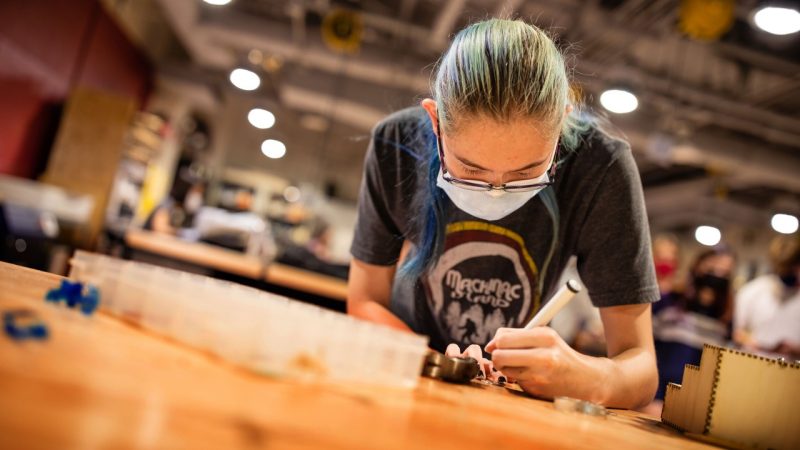 A student working in the Frith Lab