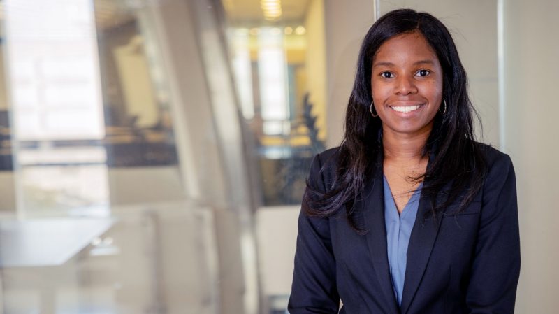 Renee Pinnock posing for a photo in Goodwin Hall.