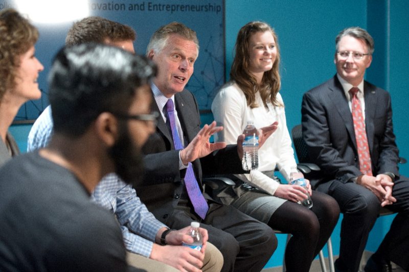 Virginia Governor Terry McAuliffe visits students at inVenTs Residential Community and Apex Systems Center for Innovation and Entrepreneurship. 