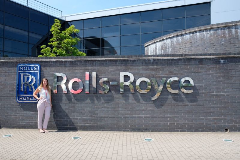 Marika Ottman in front of the Rolls-Royce Building